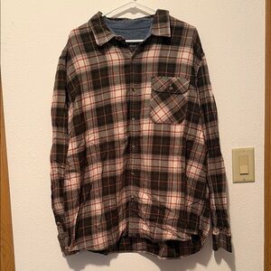 G.H. Bass & Co. Brown, Cream & Red Plaid Button-Down Shirt